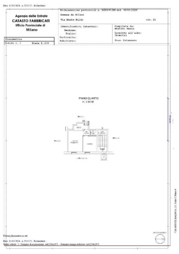 Planimetria – Appartamento in vendita a San Siro, Milano | Di Guida Real Estate
