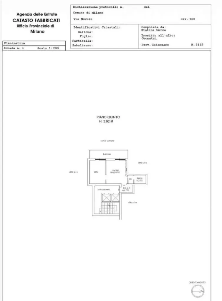 Planimetria – Appartamento in affitto a San Siro, Milano | Di Guida Real Estate